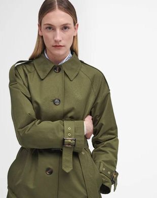 Водонепроницаемый Тренч-плащ Barbour Marie Dark Moss/Ancient Loden Tartan женская Хаки (Trench SP khaki lav25 (XS (34))