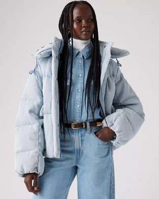 Короткая женская дутая куртка Levi's в стиле вестерн Голубой (S110786 blue (XS)