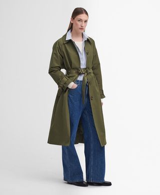 Водонепроницаемый Тренч-плащ Barbour Marie Dark Moss/Ancient Loden Tartan женская Хаки (Trench SP khaki lav25 (XS (34))
