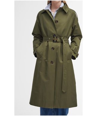 Водонепроницаемый Тренч-плащ Barbour Marie Dark Moss/Ancient Loden Tartan женская Хаки (Trench SP khaki lav25 (XS (34))