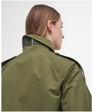 Водонепроницаемый Тренч-плащ Barbour Marie Dark Moss/Ancient Loden Tartan женская Хаки (Trench SP khaki lav25 (XS (34))