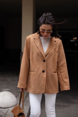 Замшевий жакет блейзер оверсайз жіночий QU STYLE Коричневий (DC241003 brown1 (standart (S-M-L))