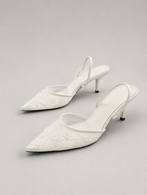 Слингбэки с вышивкой, туфли в стиле Zara Женские Meideli Белый 40 (26 см) Код: F566 white