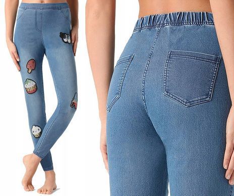 Джинси/легінси з патчами в паєтки для дівчаток Calzedonia Синій (modp0714 blue (158-170 (12-16 лет))