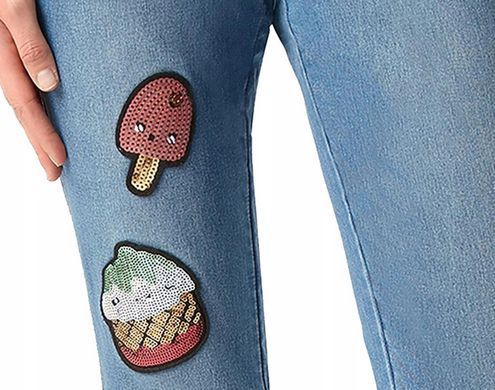 Джинси/легінси з патчами в паєтки для дівчаток Calzedonia Синій (modp0714 blue (158-170 (12-16 лет))