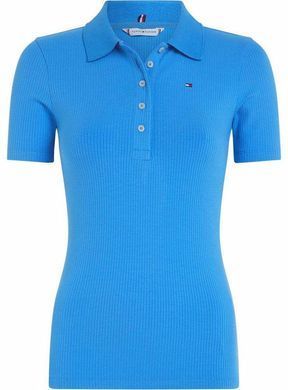 Женская рубашка поло с логотипом Tommy Hilfiger Ribbed (Blue Spell) Голубой (Trp Ld43 blue lav25 (XS)
