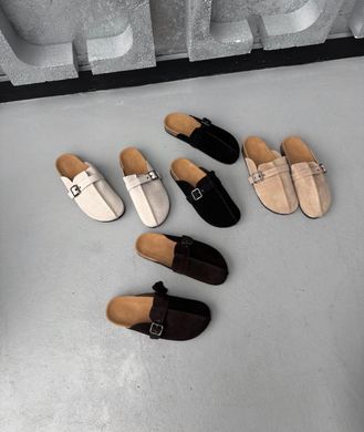 Замшеві сабо, шльопанці, клоги з ремінцем в стилі Birkenstock Meideli Жіночі Бежевий 36 (23,5 см) (d95-10 beige)