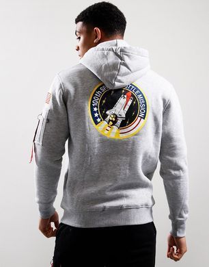 Худи на флисе с капюшоном NASA Alpha Industries Space Shuttle мужская Серый (Alpha Spce grey heather lav25 (M)