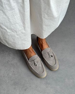 Лоферы, натуральная замша Itts Женские Серый 36 (23,5 cм) (9309 grey)