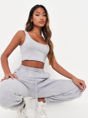 Костюм: штани з начосом+топ жіночі Missguided Сірий (wxrc31010 grey (40)