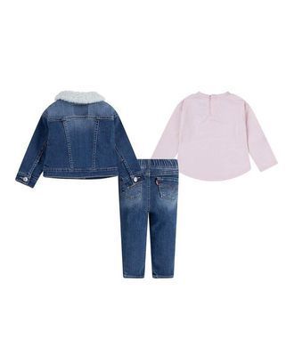 Комплект 3в1 для малышей Levi's: куртка, джинсы, лонгслив для девочки Розово-синий (990 set pvu lotus (62 (3m))