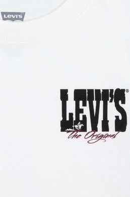 Бавовняний дитячий лонгслів Levi's GIDDY UP LS TEE для хлопчика Молочний (428 pvu white (92 (2A))