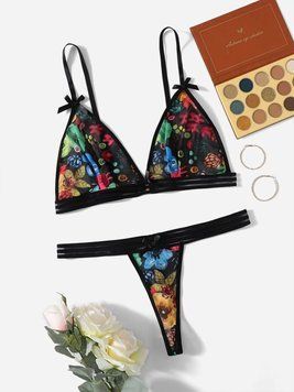 Комплект нижньої білизни жіночий Shein Чорний (H020 black (4XL (EU52))