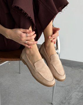 Замшевые лоферы Bashili Женские Светло-бежевый 41 (26,5 см) (h6547 l-beige)