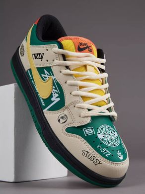 Кроссовки Nike SB Dunk Low x Stussy 572 green мужские Nike Бежево-зеленый (A3166-2 green (41 (26,5 см))