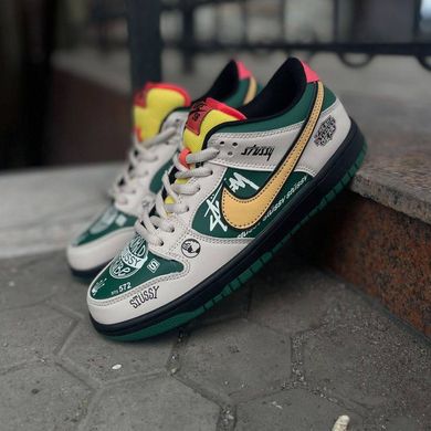 Кроссовки Nike SB Dunk Low x Stussy 572 green мужские Nike Бежево-зеленый (A3166-2 green (41 (26,5 см))