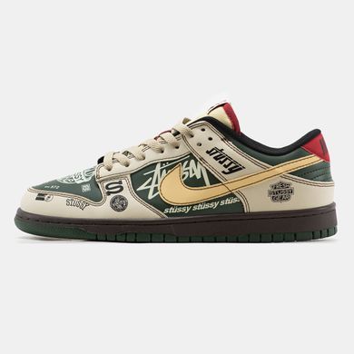 Кроссовки Nike SB Dunk Low x Stussy 572 green мужские Nike Бежево-зеленый (A3166-2 green (41 (26,5 см))