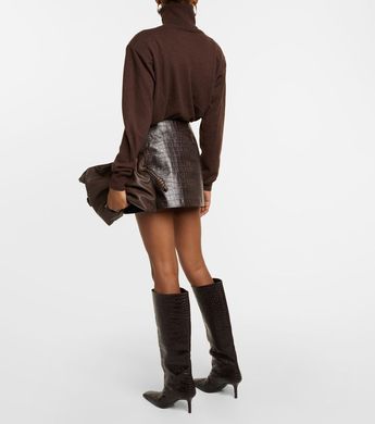 Юбка под кожу крокодила женская QU STYLE Коричневый (DE251003 brown1 (S (36))