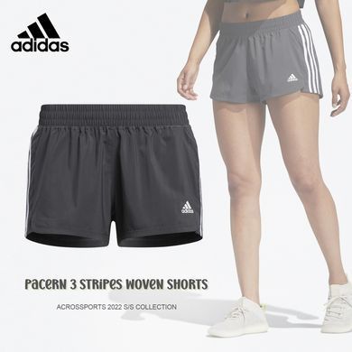 Шорти Adidas PACER TRAINING 3-STRIPES WOVEN HIGH-RISE жіночі Сірий (GM2950 grey LPP (XS (EUR 34))
