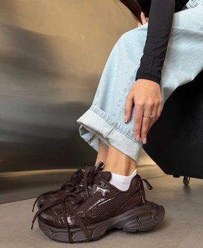 Кроссовки в стиле Balenciaga кожаные Женские Hoseily Коричневый 41 (26 см) Код: F7299 brown