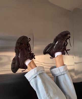 Кроссовки в стиле Balenciaga кожаные Женские Hoseily Коричневый 41 (26 см) Код: F7299 brown