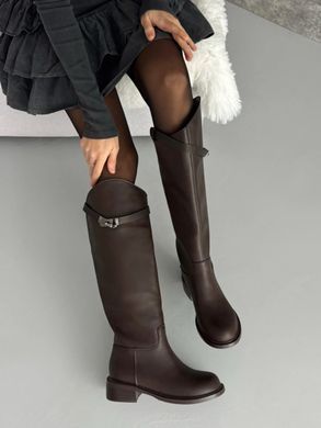 Демисезонные сапоги, жокейки с ремешком в стиле Hermes Женские Meideli Коричневый 38 (24,5 см) Код: AB92 brown3