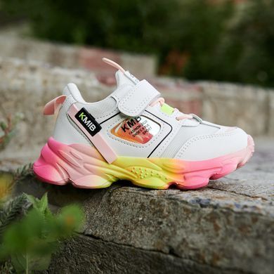 Кроссовки для девочки KIMBO Бело-розоватый Желтый (DD572-2С wh-pink-yell (32 (19,5 см))