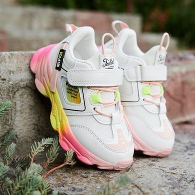Кроссовки для девочки KIMBO Бело-розоватый Желтый (DD572-2С wh-pink-yell (32 (19,5 см))
