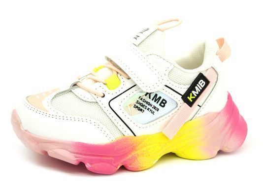 Кроссовки для девочки KIMBO Бело-розоватый Желтый (DD572-2С wh-pink-yell (32 (19,5 см))