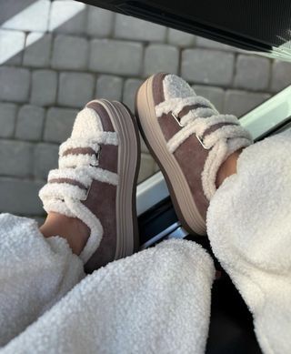 Зимние кроссовки Teddy на липучках женские Meideli Темный беж (E3323 beige (36 (23,5 см))