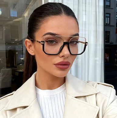 Прозрачные очки, имиджевые квадратные очки под Dior Женские Черно-золотистый Универсальный (7876ehs black-gold)
