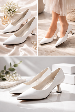 Туфли с острым носком на низком каблуке Meideli Женские Белый 36 (23 cм) (f976 white)