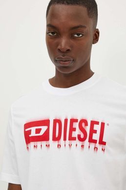 Мужская хлопковая футболка с лого Diesel T-ADJUST-Q7 Белый (A15398 white lav25 (L)