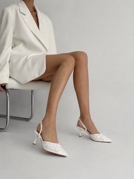 Слінгбеки з вишивкою у стилі Zara Жіночі Le.Mon Білий 40 (26 см) Код: 6Y265 white
