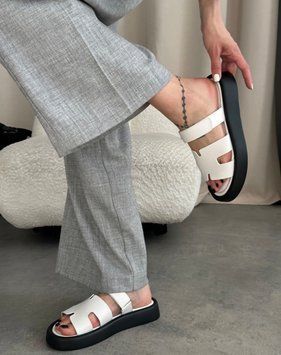 Шлепанцы в стиле Hermes Meideli Женские Белый 40 (25,5 см) (w1 white)