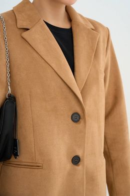 Замшевый жакет блейзер оверсайз женский QU STYLE Коричневый (DC241003 brown (standart (SML))