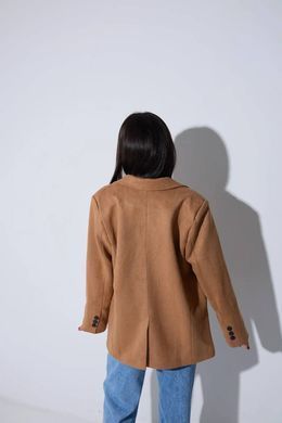 Замшевый жакет блейзер оверсайз женский QU STYLE Коричневый (DC241003 brown (standart (SML))