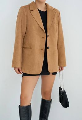 Замшевый жакет блейзер оверсайз женский QU STYLE Коричневый (DC241003 brown (standart (SML))