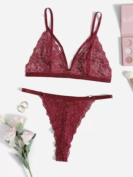 Комплект нижньої білизни жіночий Shein Бордовий (15175 bordo (4XL (EU52))