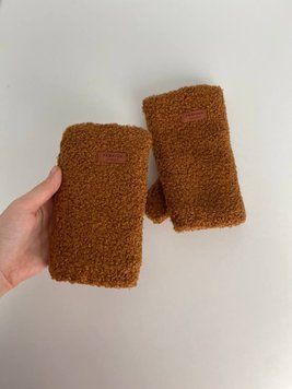 Митенки (перчатки без пальцев) женские Ronaerdo Коричневый (TEDDY2 brown (all size (длина 15 см)))