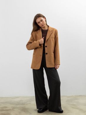 Замшевый жакет блейзер оверсайз женский QU STYLE Коричневый (DC241003 brown (standart (SML))