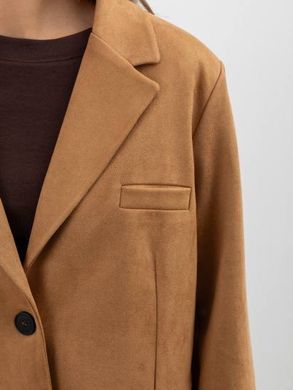 Замшевый жакет блейзер оверсайз женский QU STYLE Коричневый (DC241003 brown (standart (SML))