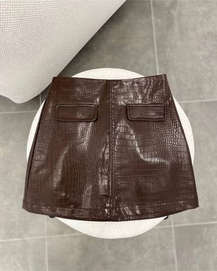 Спідниця під шкіру крокодила жіноча QU STYLE Коричневий (DE251003 brown (S (36))
