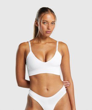 Фітнес топ, спортивний бюстгалтер жіночий Gymshark Білий (GLUW4531-WH white (S (36))