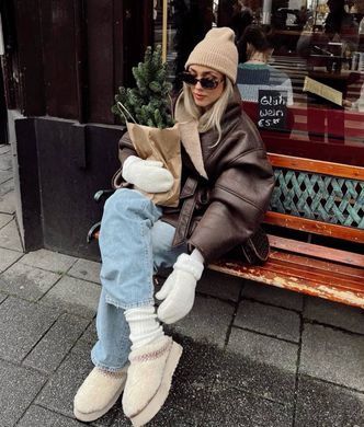Уги - Тапки М'які Тедді TAZZ BRAID SLIPPERS жіночі YALA Молочний (YZM23 milk1 (36 (23,5 см))