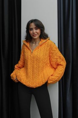 Вязанный свитер с молнией женский QU STYLE Оранжевый (TK231078 orange Универсальный (S-M-L))