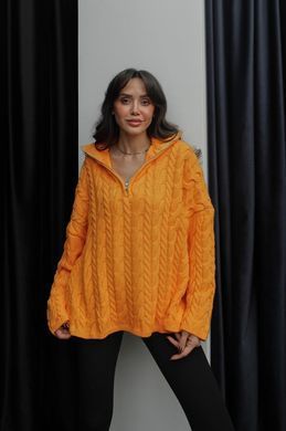 Вязанный свитер с молнией женский QU STYLE Оранжевый (TK231078 orange Универсальный (S-M-L))