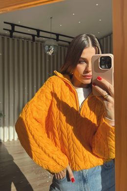 Вязанный свитер с молнией женский QU STYLE Оранжевый (TK231078 orange Универсальный (S-M-L))