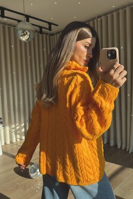 Вязанный свитер с молнией женский QU STYLE Оранжевый (TK231078 orange Универсальный (S-M-L))
