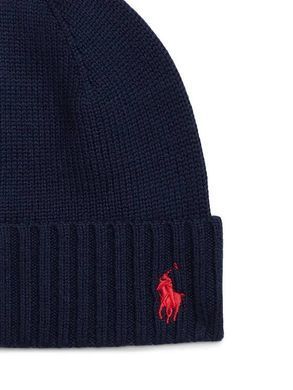 Оригінальна шапка з логотипом 100% шерсть для хлопчика Polo Ralph Lauren Темно-синій (903556-18 navy lav25 (L (43 см))